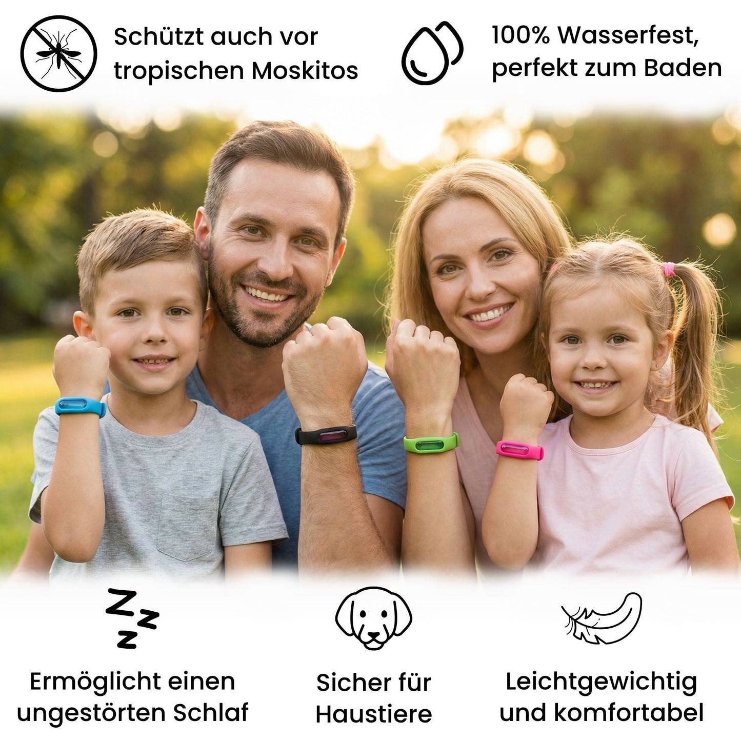 Mücken-Abwehrbänder (5er Pack)